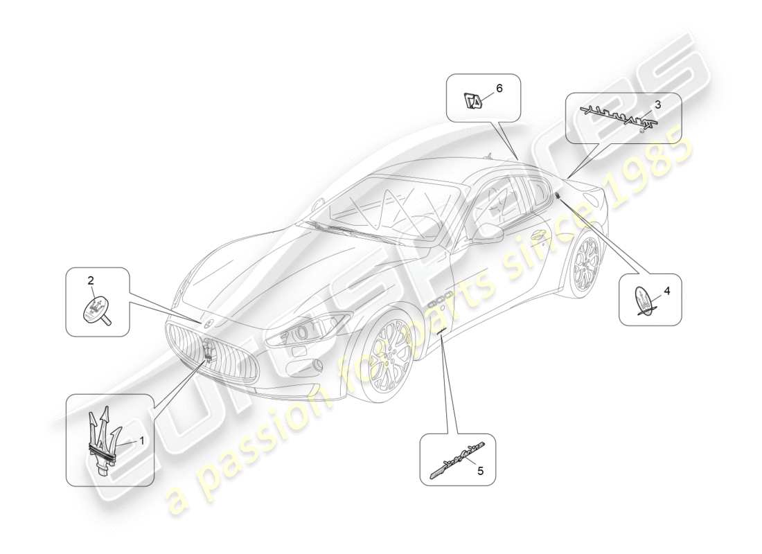 Maserati GranTurismo (2012) ACABADOS, MARCAS Y SÍMBOLOS Diagrama de piezas