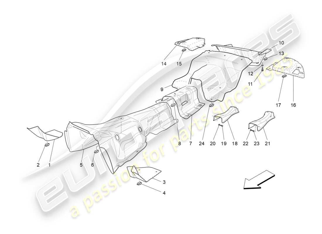 Maserati GranTurismo (2012) PANELES AISLANTES TÉRMICOS Diagrama de piezas