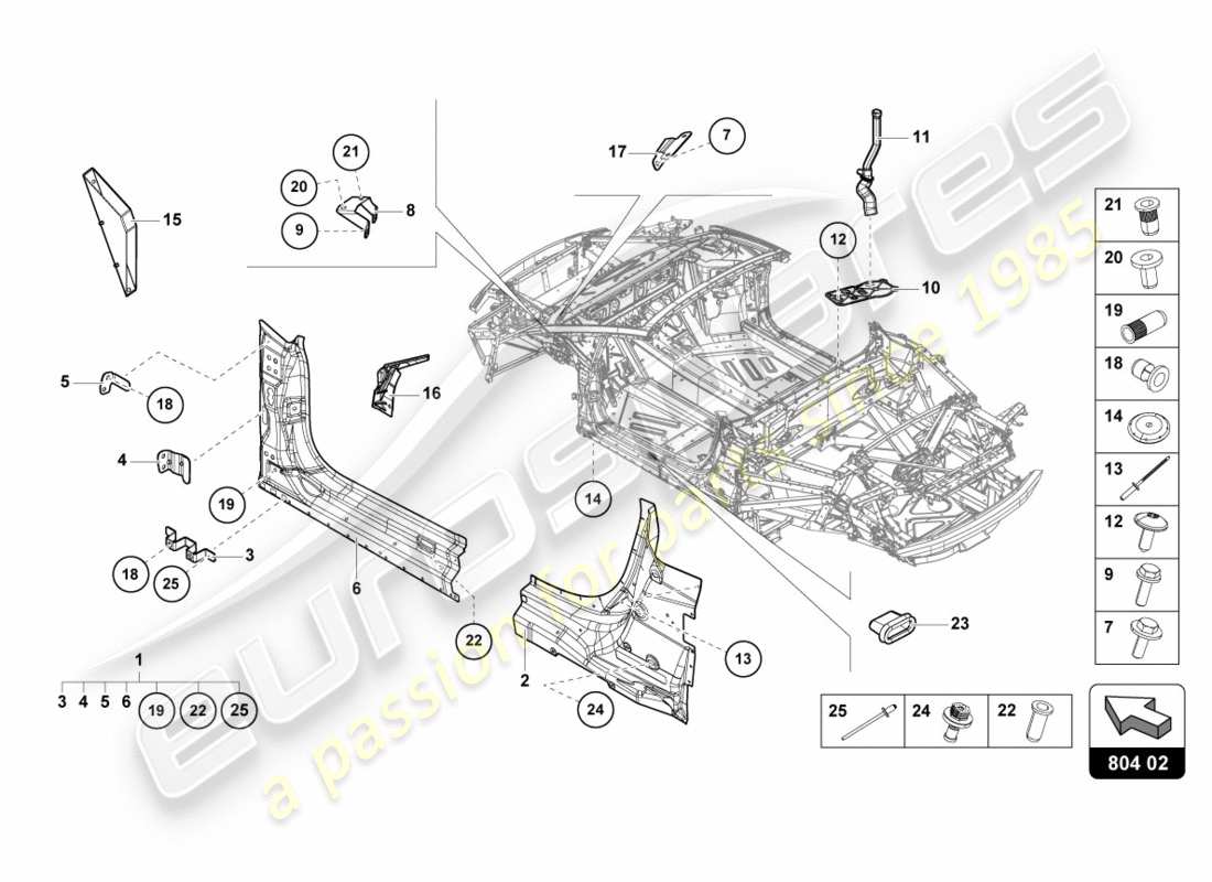 Lamborghini LP610-4 SPYDER (2019) REFORZAMIENTO Diagrama de piezas