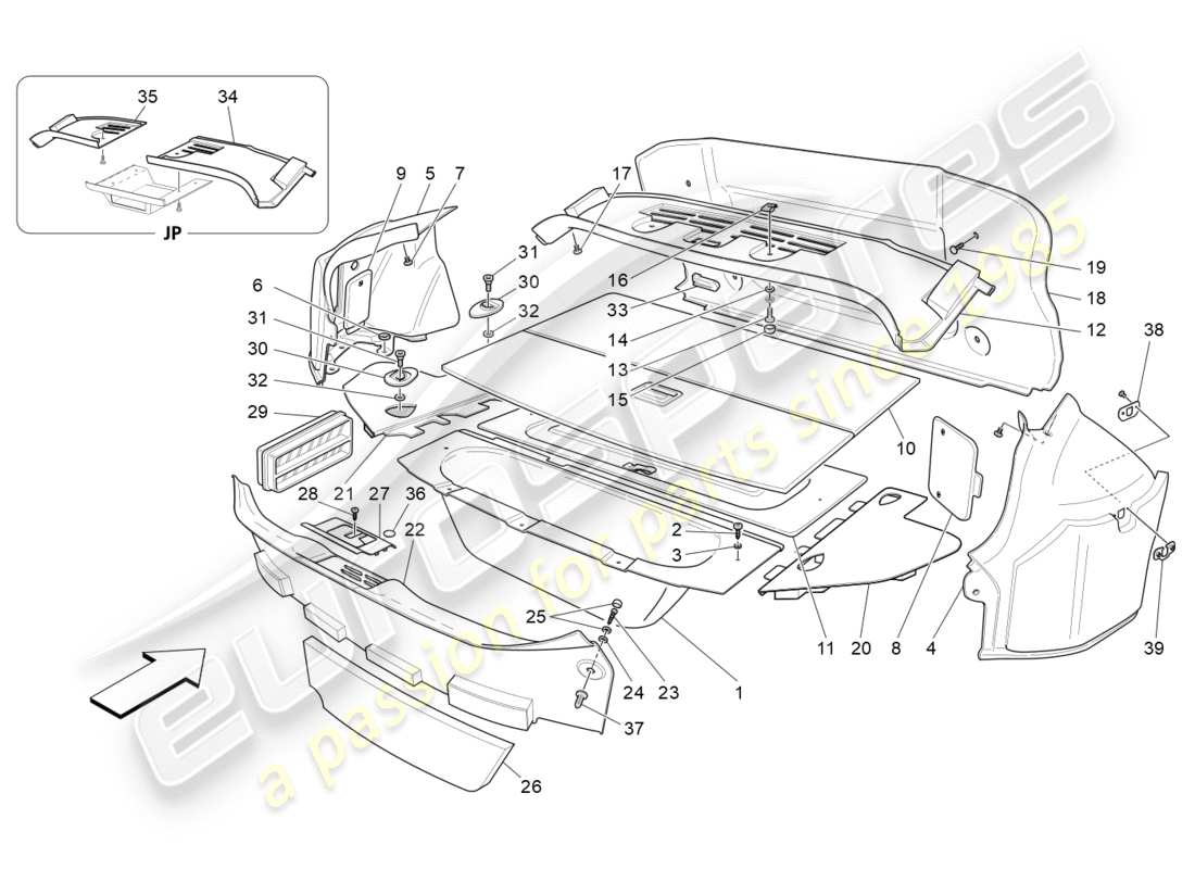 Maserati GranTurismo (2016) ALFOMBRILLAS PARA MALETERO Diagrama de piezas
