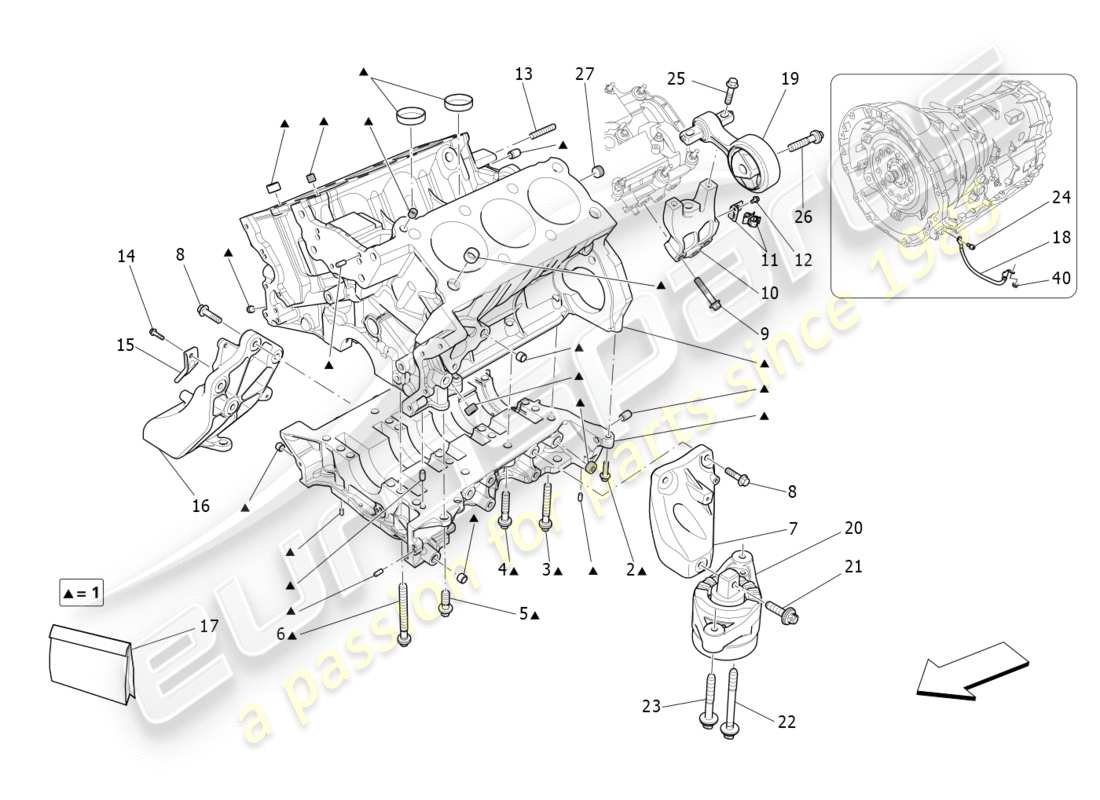 Maserati QTP 3.0 TDS V6 275HP (2015) CRANKCASE Diagrama de piezas