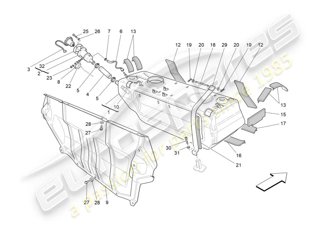 Maserati QTP 3.0 TDS V6 275HP (2015) DEPÓSITO DE COMBUSTIBLE Diagrama de piezas
