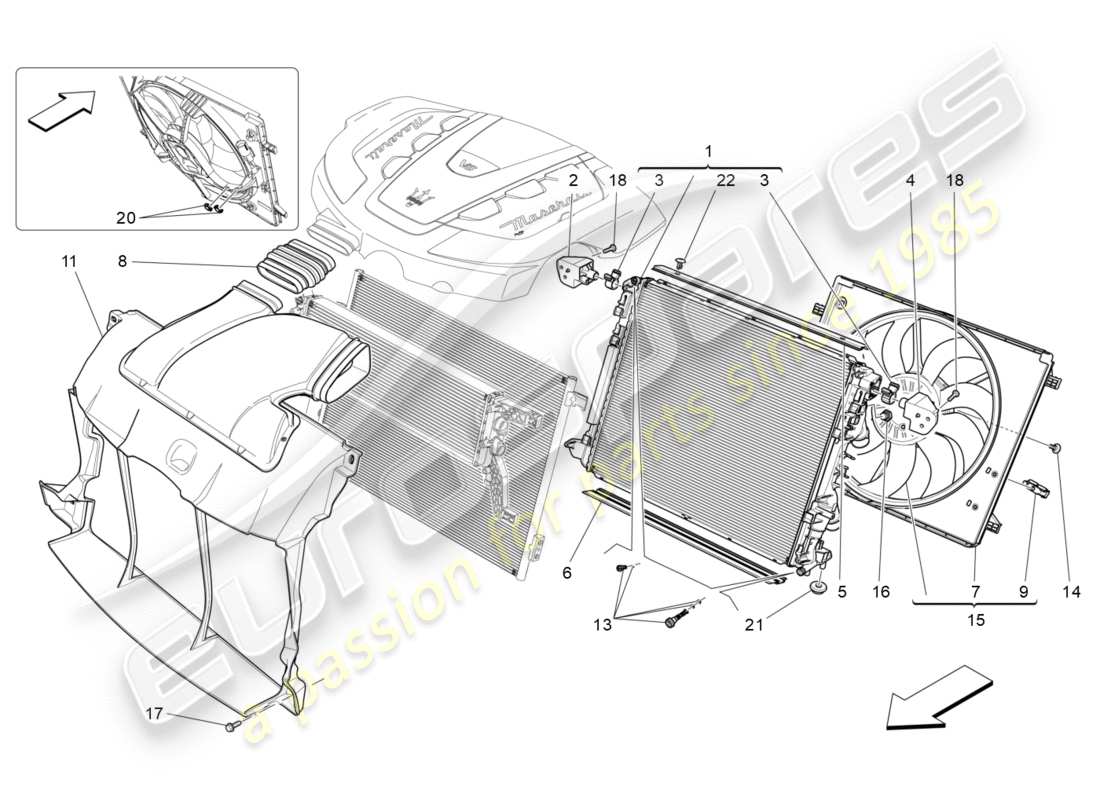 Maserati QTP 3.0 TDS V6 275HP (2015) REFRIGERACIÓN: RADIADORES DE AIRE Y CONDUCTOS Diagrama de piezas