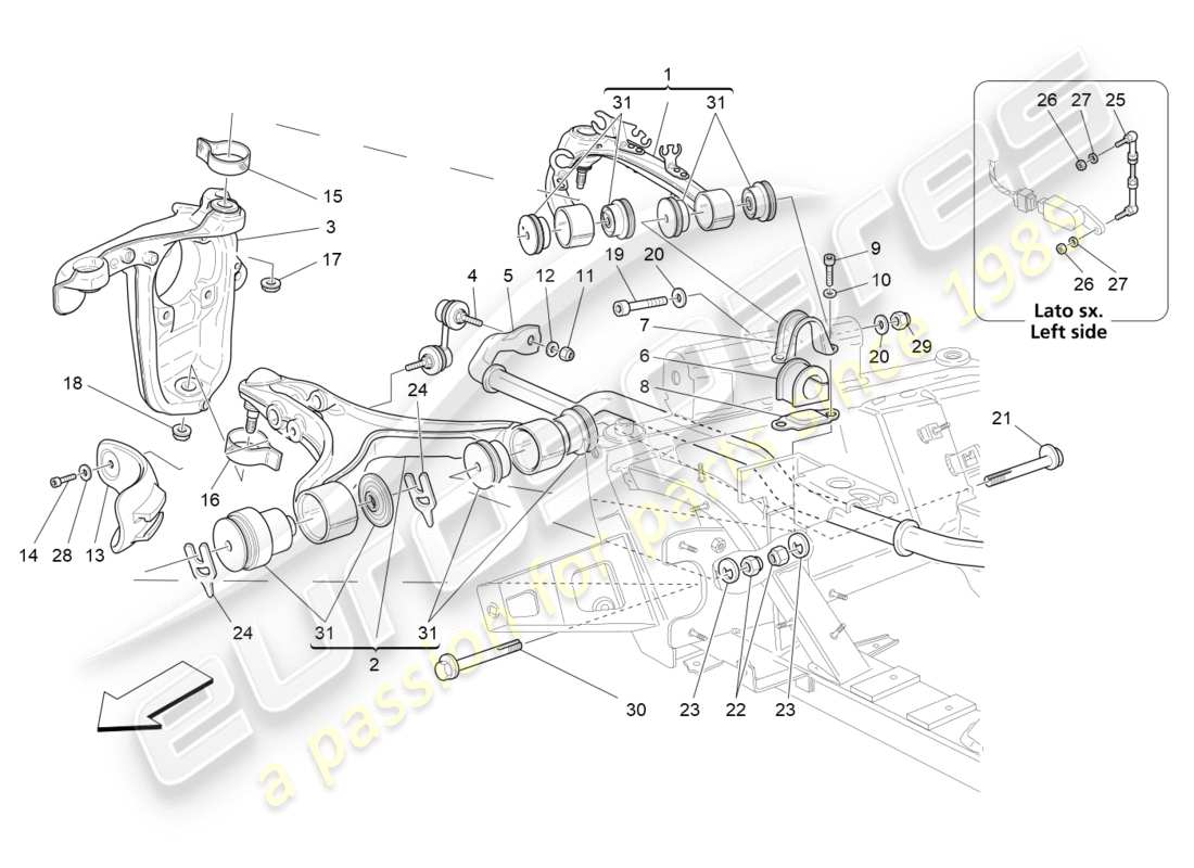 Maserati QTP 3.0 TDS V6 275HP (2015) SUSPENSIÓN DELANTERA Diagrama de piezas