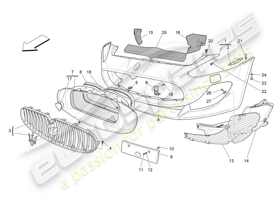 Maserati QTP 3.0 TDS V6 275HP (2015) PARACHOQUES DELANTERO Diagrama de piezas