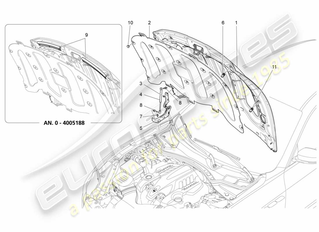Maserati QTP 3.0 TDS V6 275HP (2015) TAPA DELANTERA Diagrama de piezas