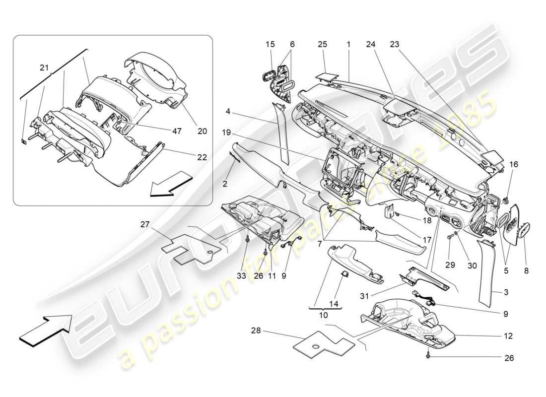 Maserati QTP 3.0 TDS V6 275HP (2015) unidad de tablero Diagrama de piezas