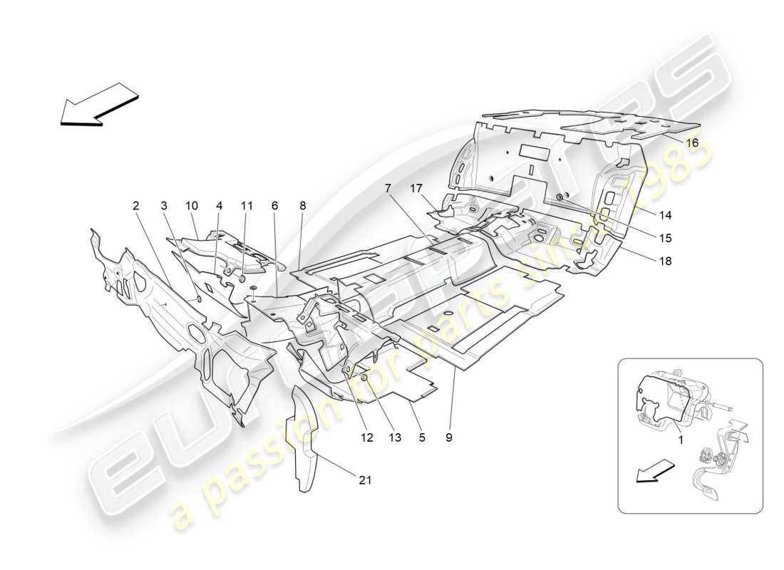 Maserati QTP 3.0 TDS V6 275HP (2015) PANELES INSONORIZADORES EN EL INTERIOR DEL VEHÍCULO Diagrama de piezas