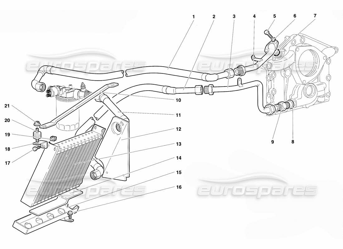 Lamborghini Diablo SE30 (1995) Sistema de aceite del motor Diagrama de piezas