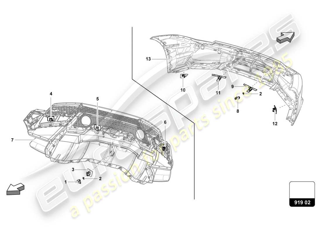 Lamborghini Performante Coupe (2019) SENSORES Diagrama de piezas