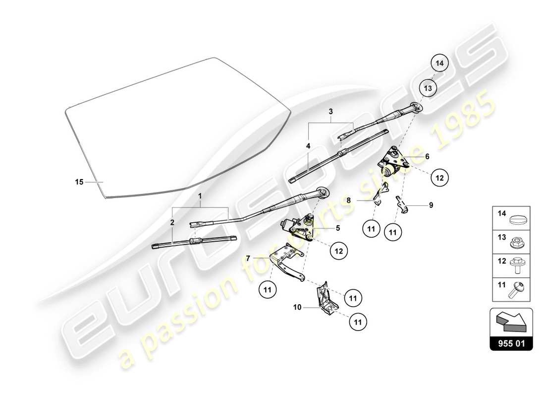 Lamborghini Performante Coupe (2019) LIMPIAPARABRISAS Diagrama de piezas