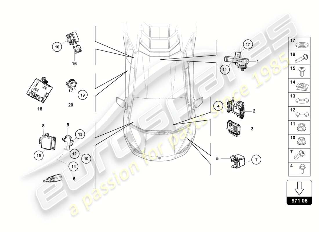 Lamborghini Performante Coupe (2019) UNIDAD DE CONTROL Diagrama de piezas