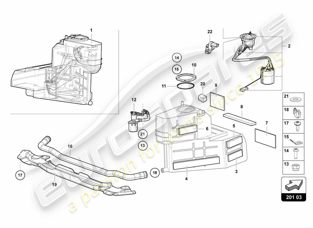 Lamborghini Centenario Coupé (2017) TANQUE DE COMBUSTIBLE DERECHO Diagrama de piezas