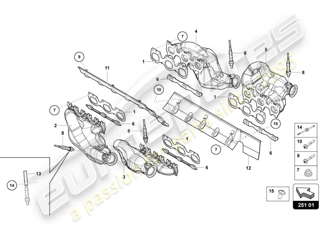 Lamborghini Centenario Coupé (2017) Sistema de escape Diagrama de piezas