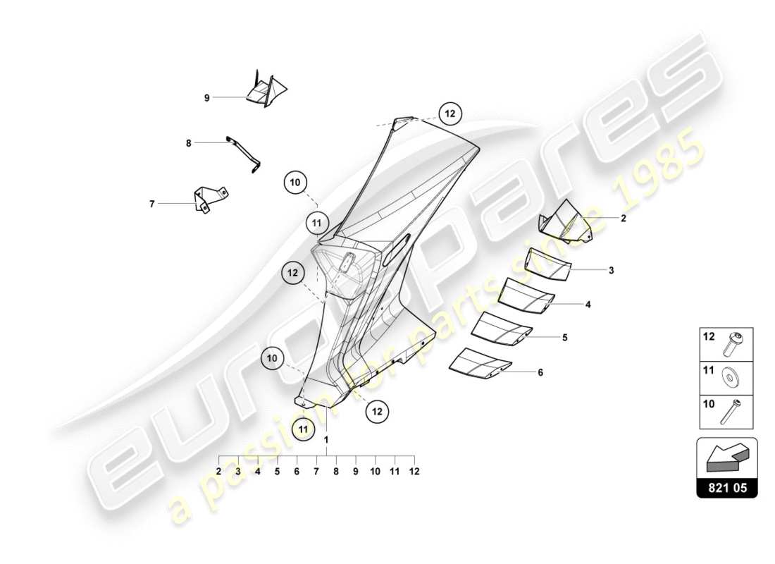 Lamborghini Centenario Coupé (2017) ADORNO DEL PANEL LATERAL TRASERO Diagrama de piezas