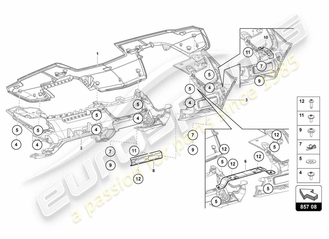 Lamborghini Centenario Coupé (2017) TABLERO DE INSTRUMENTOS Diagrama de piezas