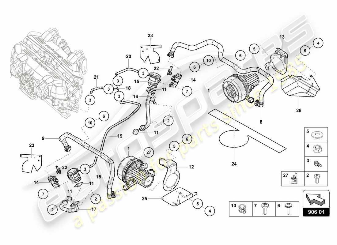 Lamborghini Centenario Coupé (2017) BOMBA DE AIRE SECUNDARIO Diagrama de piezas