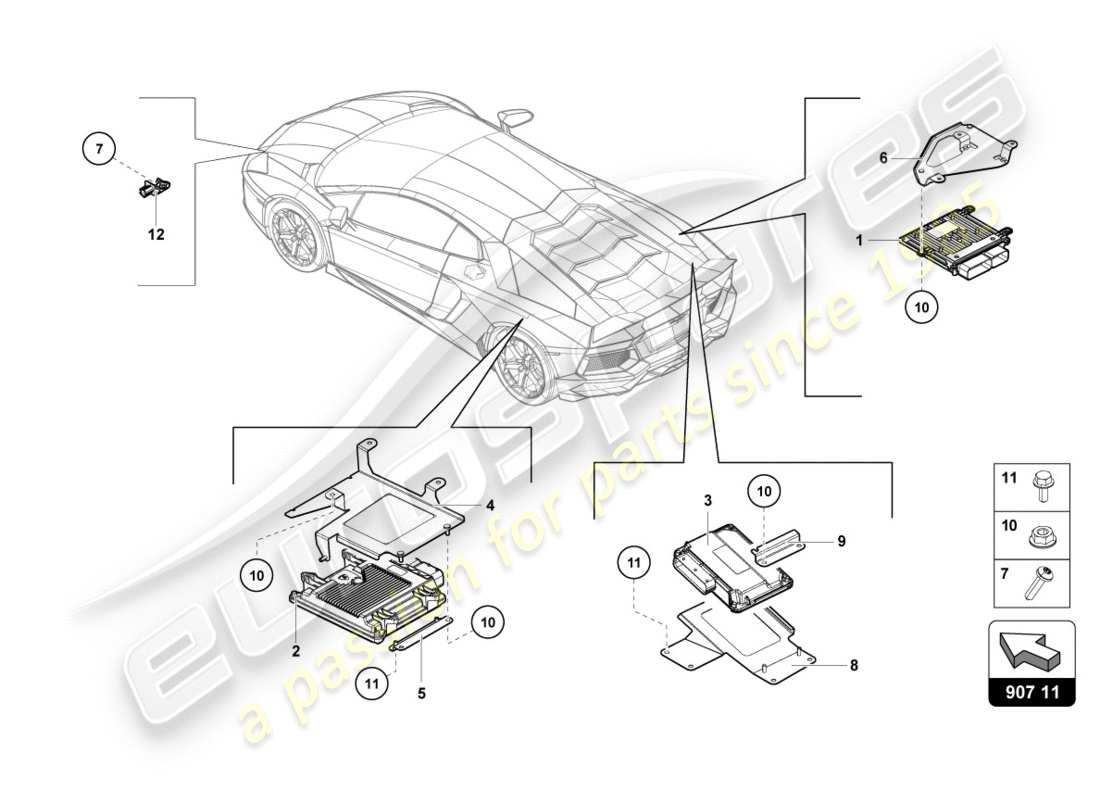 Lamborghini Centenario Coupé (2017) UNIDAD DE CONTROL DEL MOTOR Diagrama de piezas