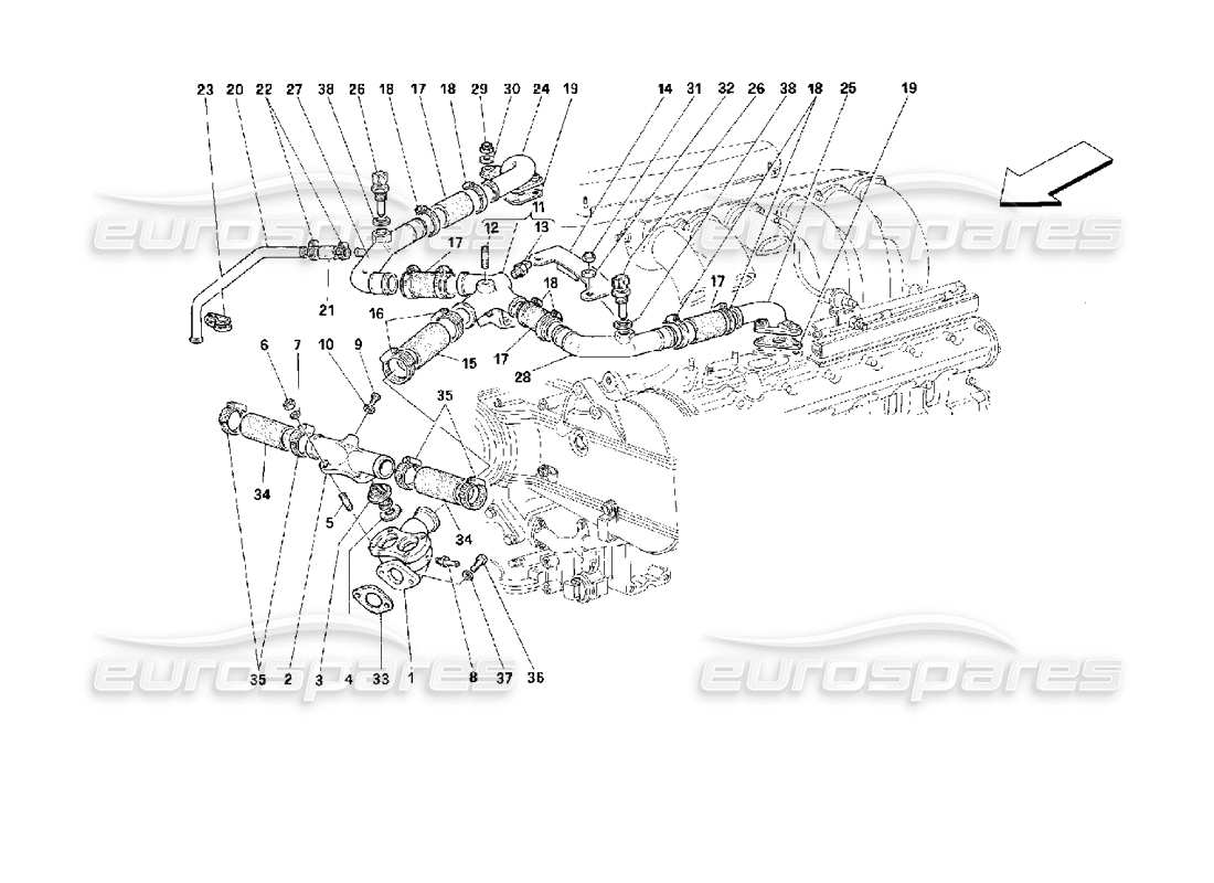 Ferrari 512 M Refrigeración del motor Diagrama de piezas