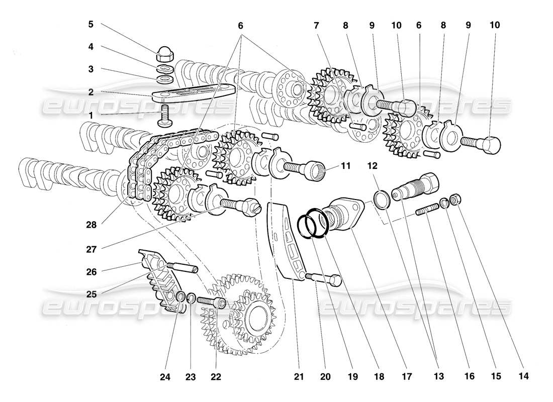 Lamborghini Diablo VT (1994) Sistema de cronometraje Diagrama de piezas