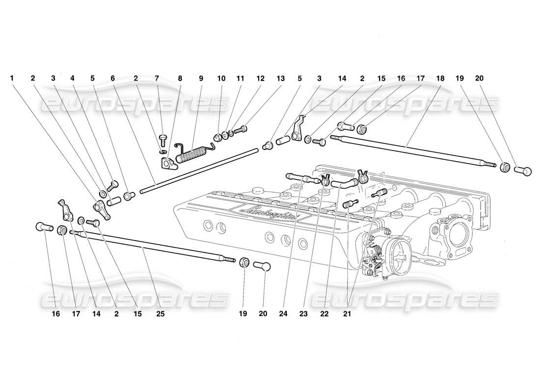 Lamborghini Diablo VT (1994) cables del acelerador Diagrama de piezas