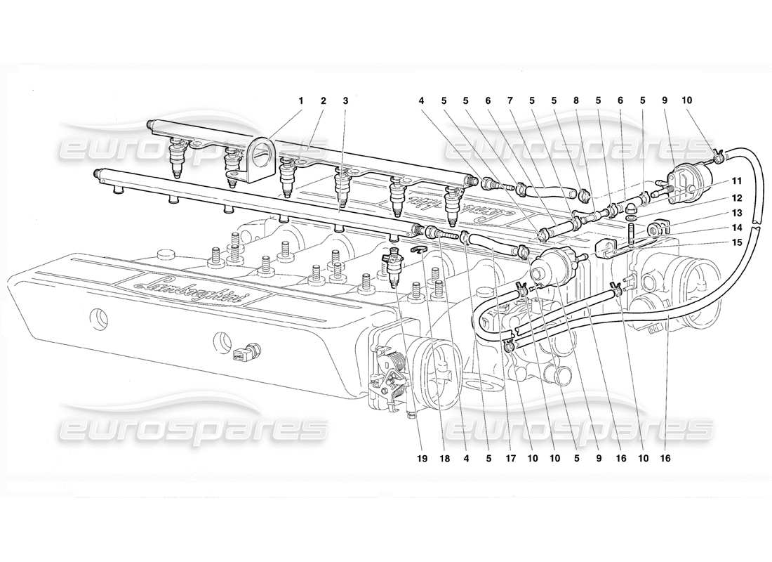 Lamborghini Diablo VT (1994) Fuel System Diagrama de piezas