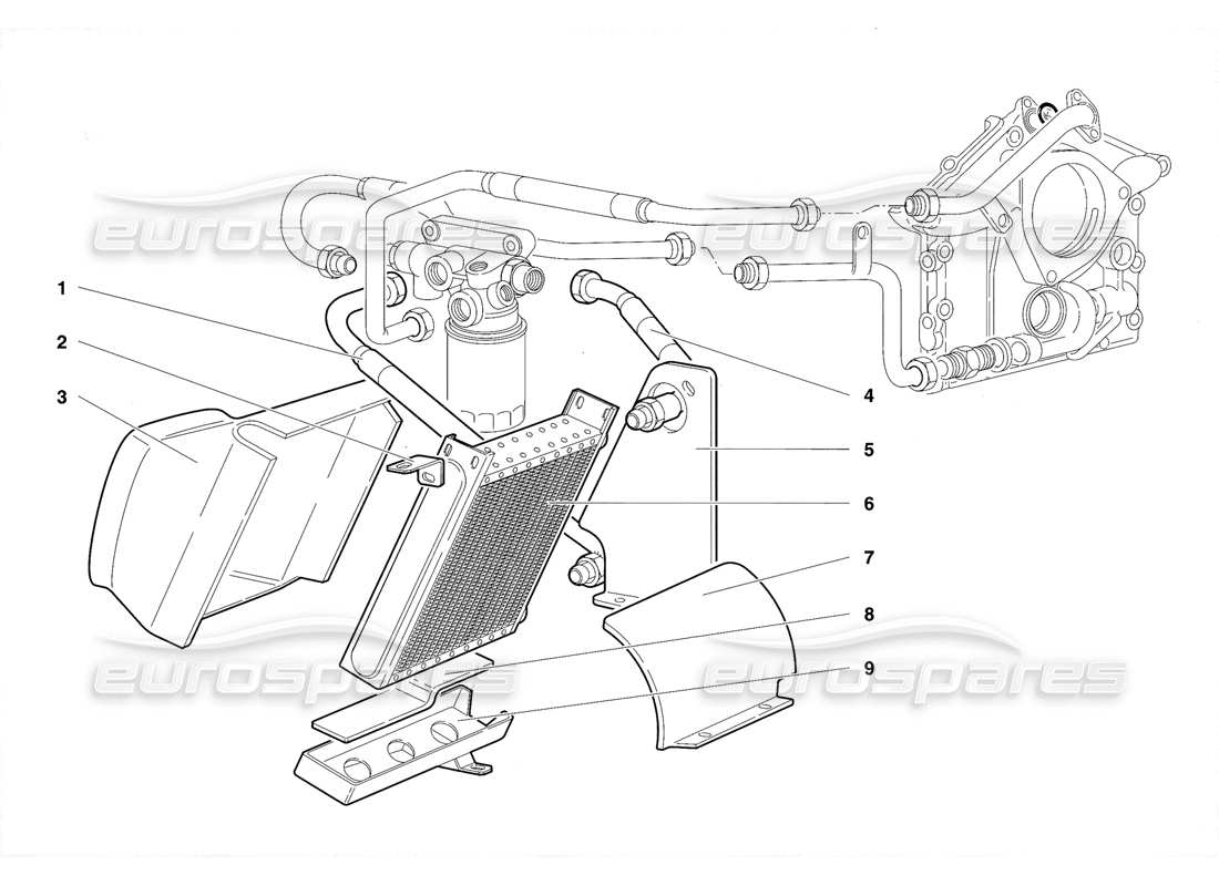 Lamborghini Diablo VT (1994) Sistema de aceite del motor (Válido para la versión de EE. UU. - Abril 1994) Diagrama de piezas