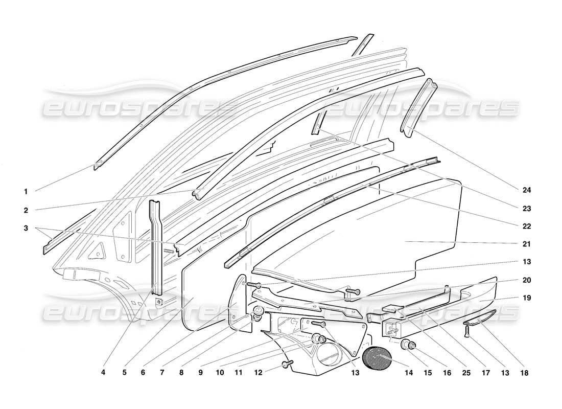 Lamborghini Diablo VT (1994) PUERTAS Diagrama de piezas