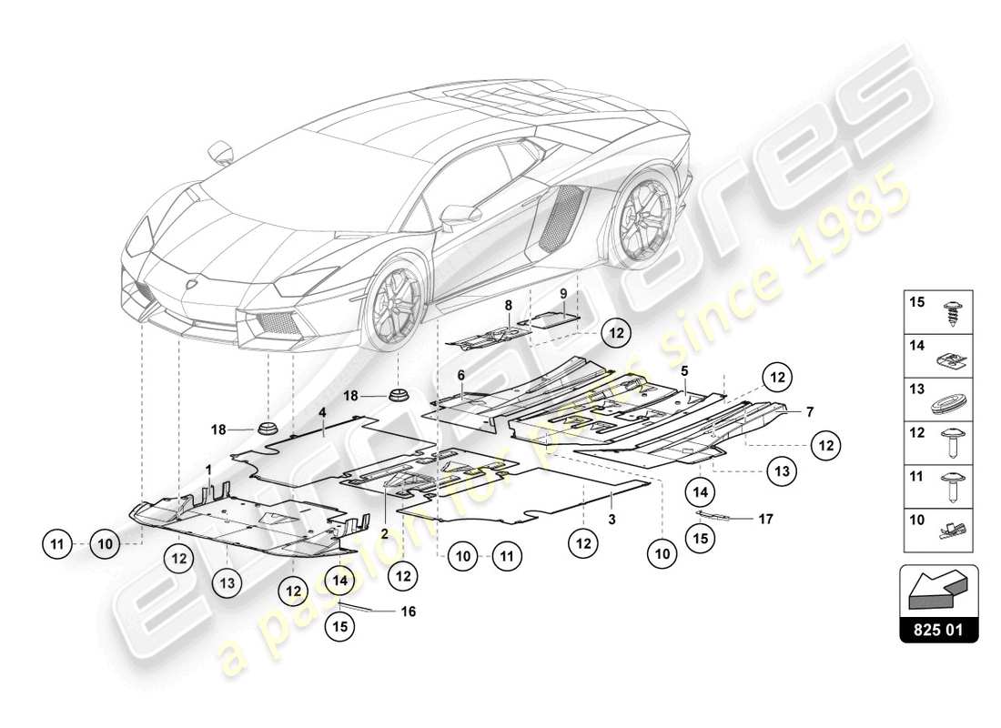 Lamborghini LP700-4 Coupé (2014) PANEL DE ADORNO PARA LA SECCIÓN INFERIOR DEL MARCO Diagrama de piezas