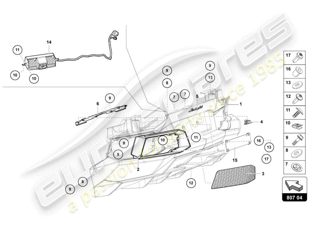 Lamborghini LP700-4 ROADSTER (2016) PARACHOQUES, COMPLETO Diagrama de piezas