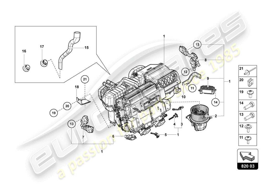 Lamborghini LP700-4 ROADSTER (2016) Aire acondicionado Diagrama de piezas