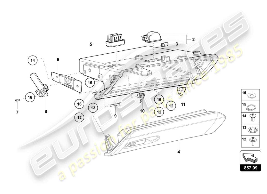 Lamborghini LP700-4 ROADSTER (2016) GUANTERA Diagrama de piezas