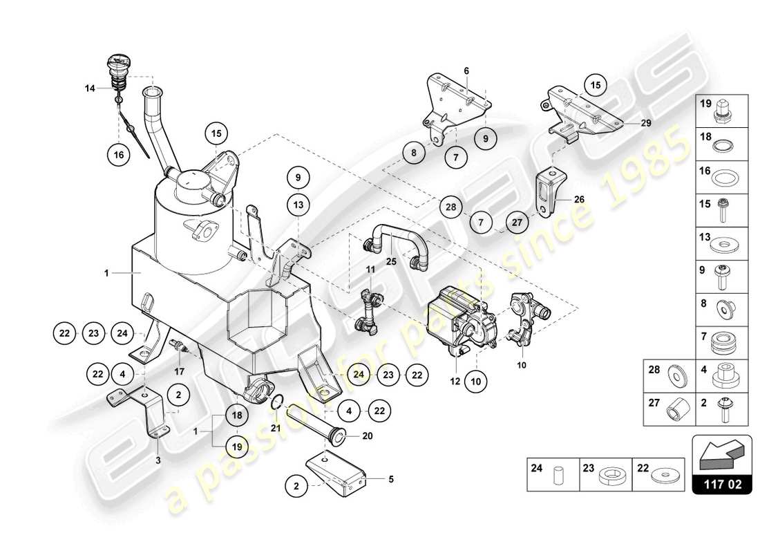 Lamborghini LP700-4 ROADSTER (2017) CONTENEDOR DE ACEITE Diagrama de piezas