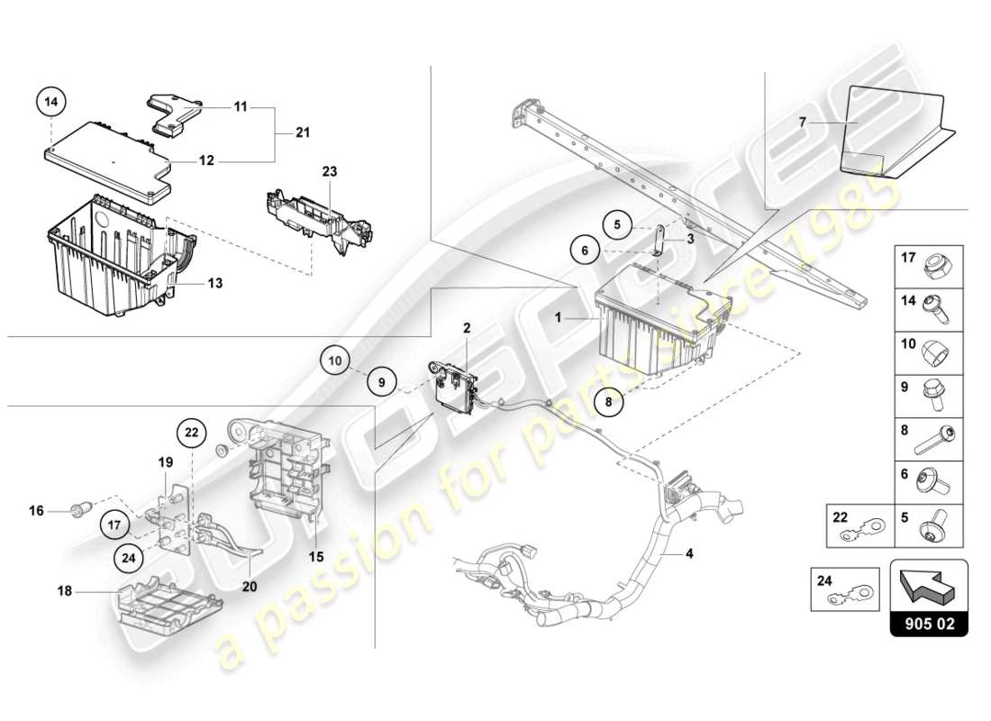 Lamborghini LP700-4 ROADSTER (2017) ELECTRICIDAD CENTRAL Diagrama de piezas