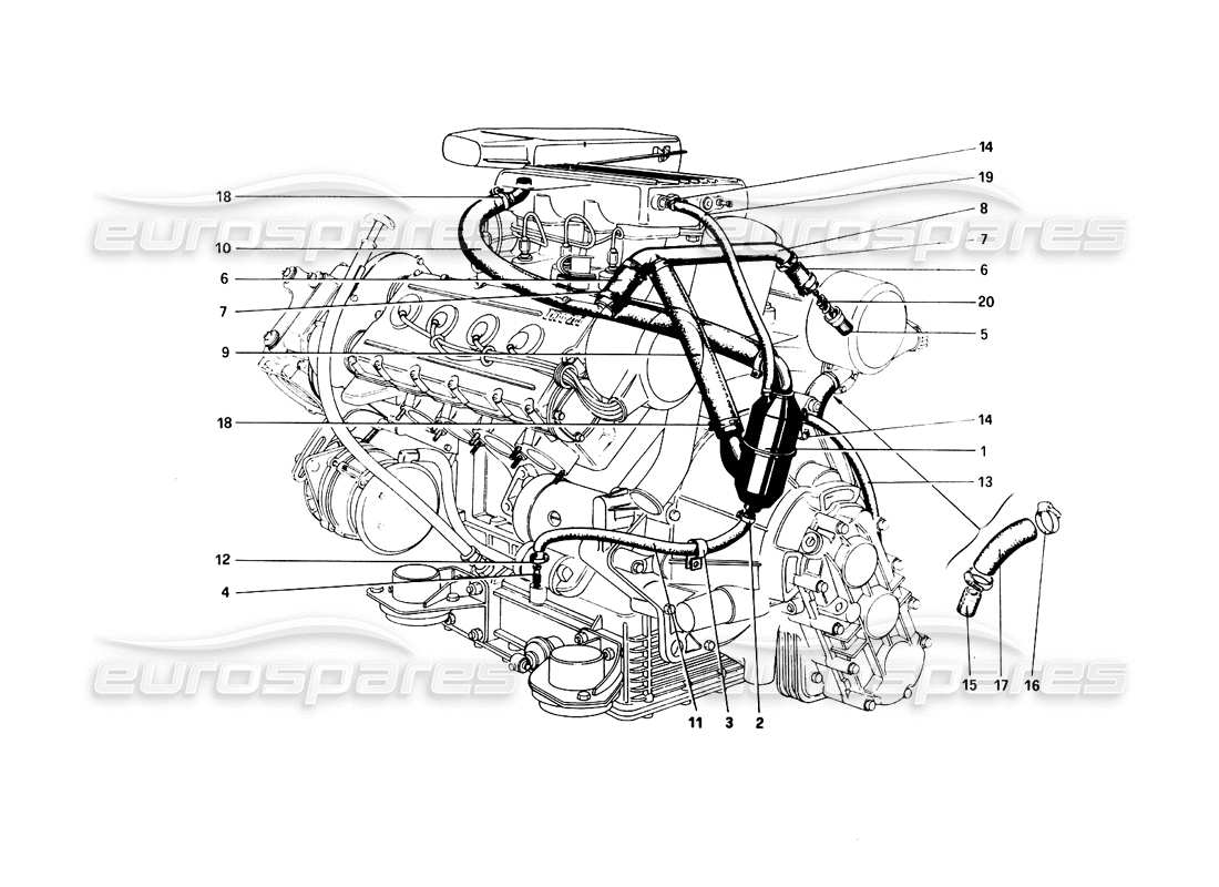 Ferrari 308 Quattrovalvole (1985) Golpe - Por sistema Diagrama de piezas