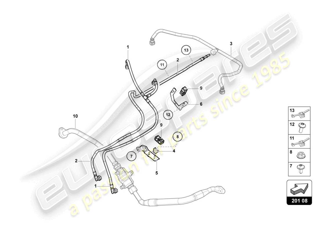 Lamborghini LP740-4 S ROADSTER (2018) LÍNEA DE COMBUSTIBLE Diagrama de piezas