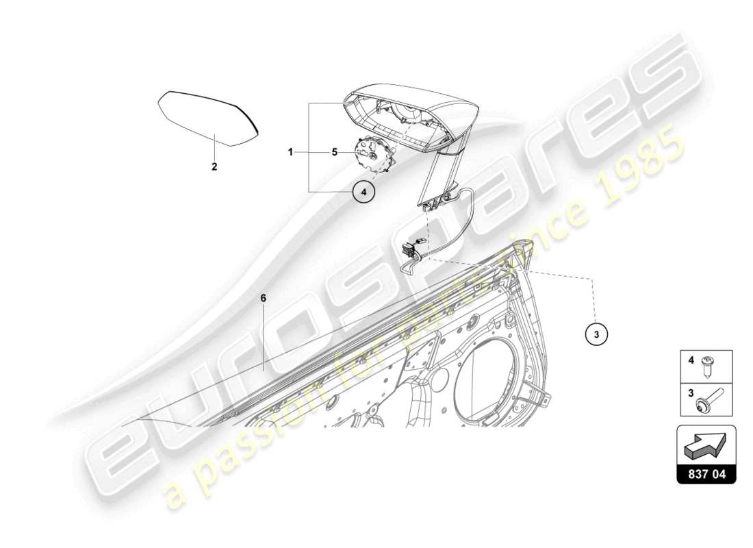 Lamborghini LP740-4 S ROADSTER (2018) ESPEJO EXTERIOR Diagrama de piezas