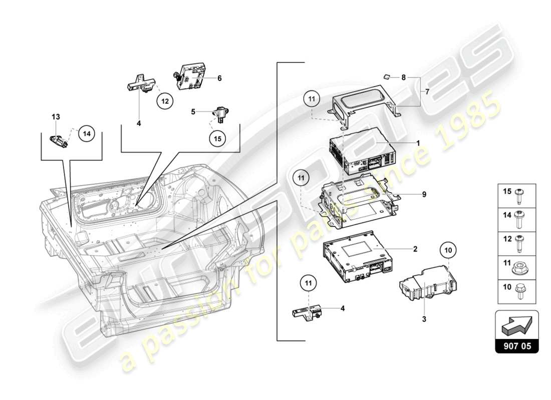 Lamborghini LP740-4 S ROADSTER (2018) ELECTRICIDAD Diagrama de piezas