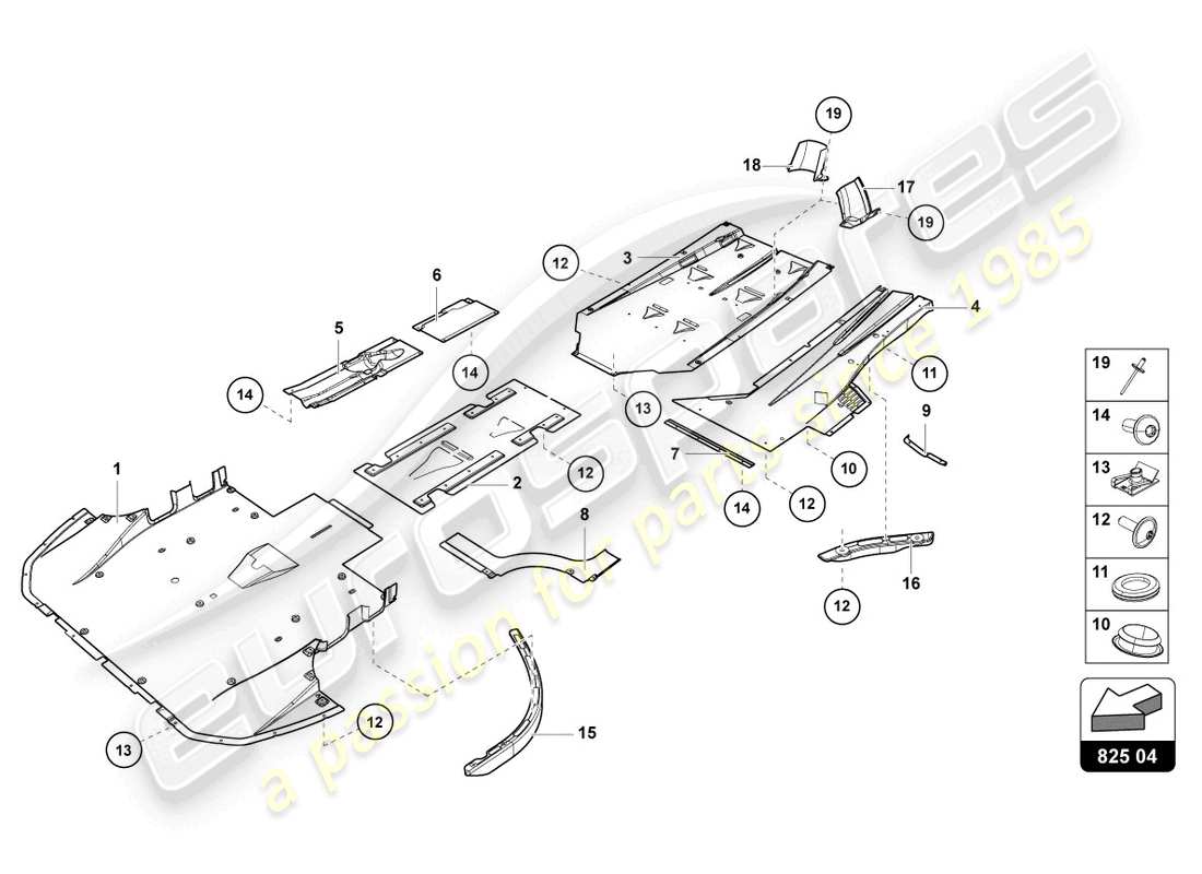 Lamborghini LP750-4 SV COUPE (2015) PANEL DE ADORNO PARA LA SECCIÓN INFERIOR DEL MARCO Diagrama de piezas
