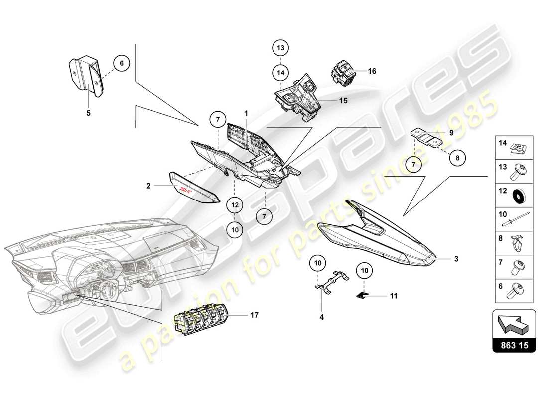 Lamborghini LP750-4 SV COUPE (2015) UNIDAD DE INTERRUPTOR Diagrama de piezas