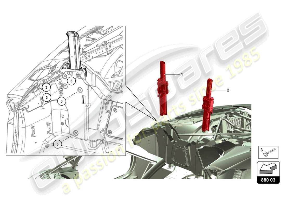 Lamborghini LP750-4 SV ROADSTER (2017) OVERROLL PROTECTION Diagrama de piezas