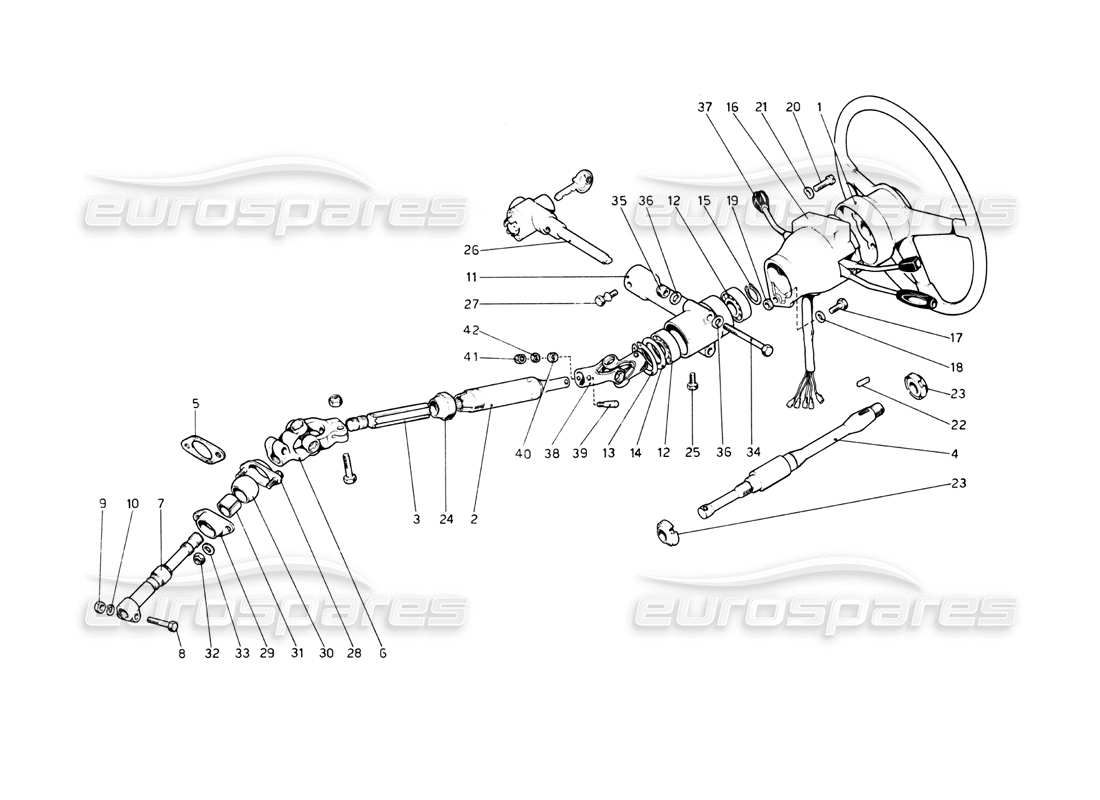 Ferrari 512 BB Columna de dirección Diagrama de piezas