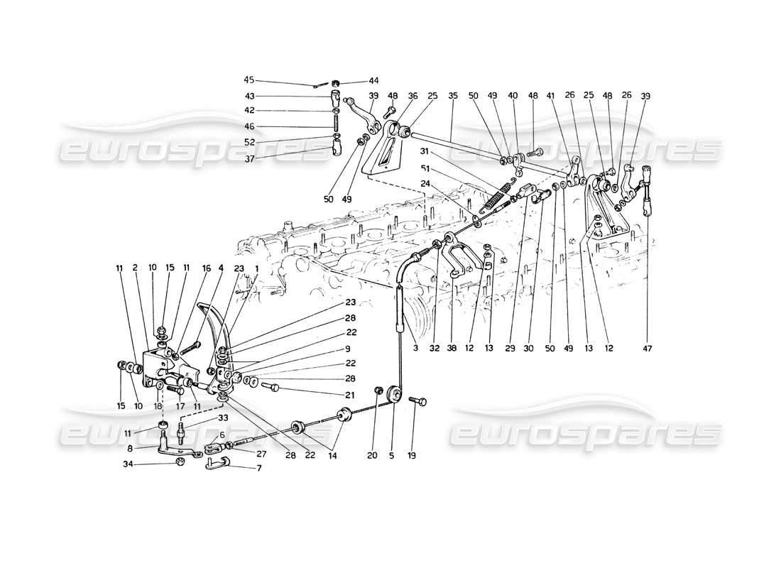 Ferrari 365 GT4 Berlinetta Boxer Throttle Control Diagrama de piezas