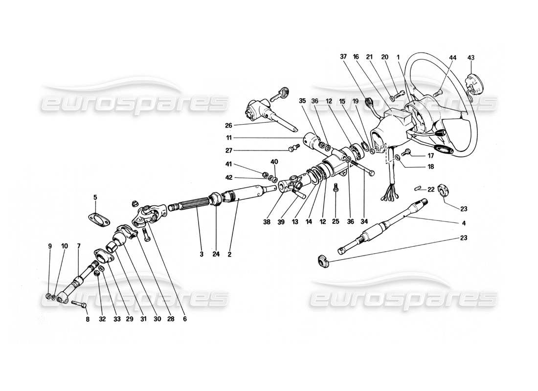 Ferrari 512 BBi Columna de dirección Diagrama de piezas