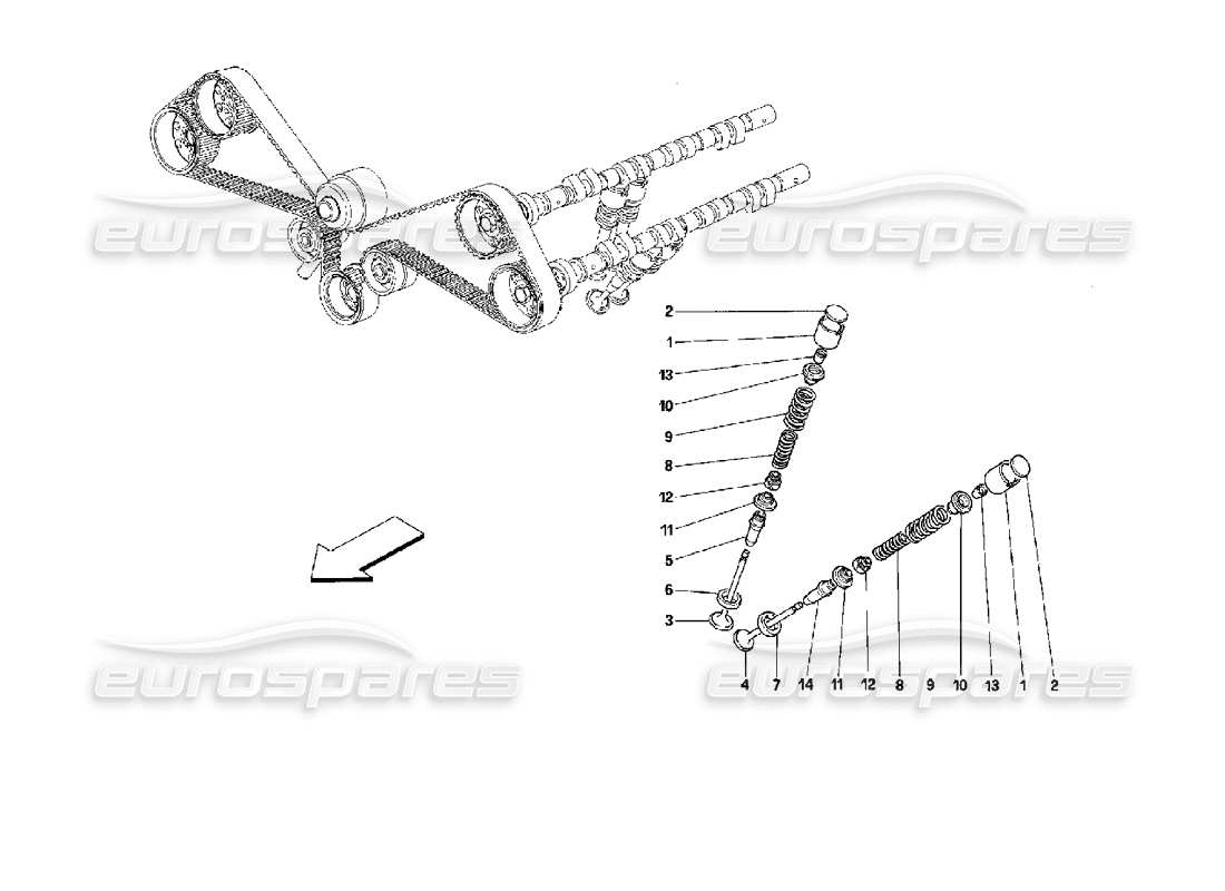 un diagrama de piezas del catálogo de piezas ferrari mondial 3.4 t coupe/cabrio