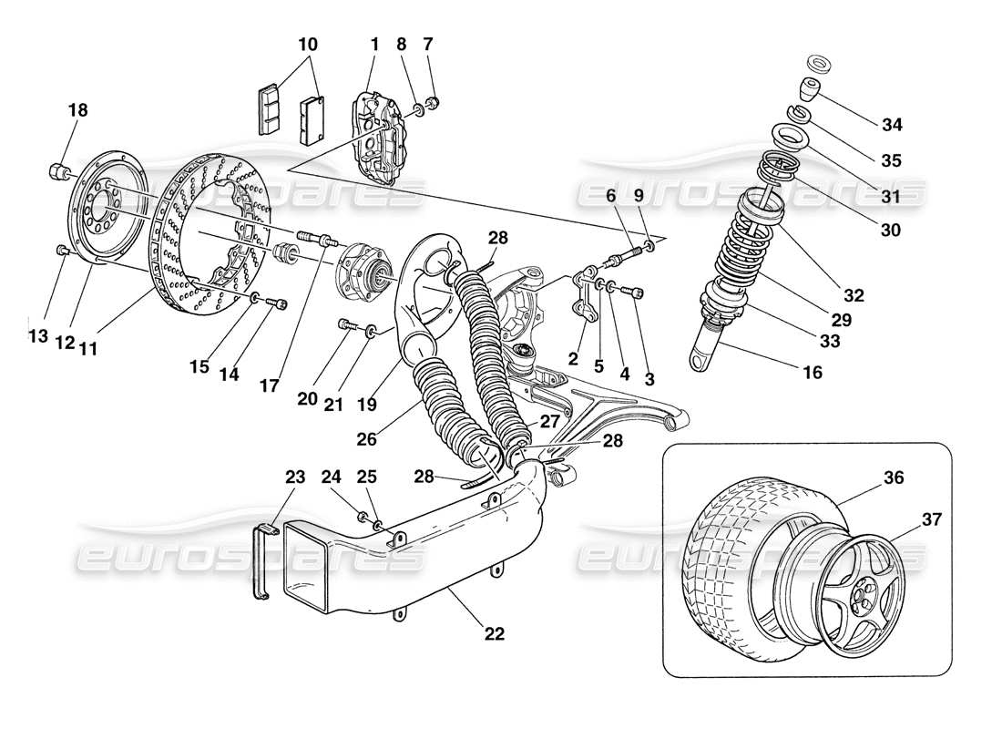 un diagrama de piezas del catálogo de piezas ferrari 355 challenge (1999)