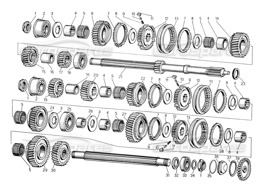 un diagrama de piezas del catálogo de piezas Lamborghini Countach 5000 QV (1985)