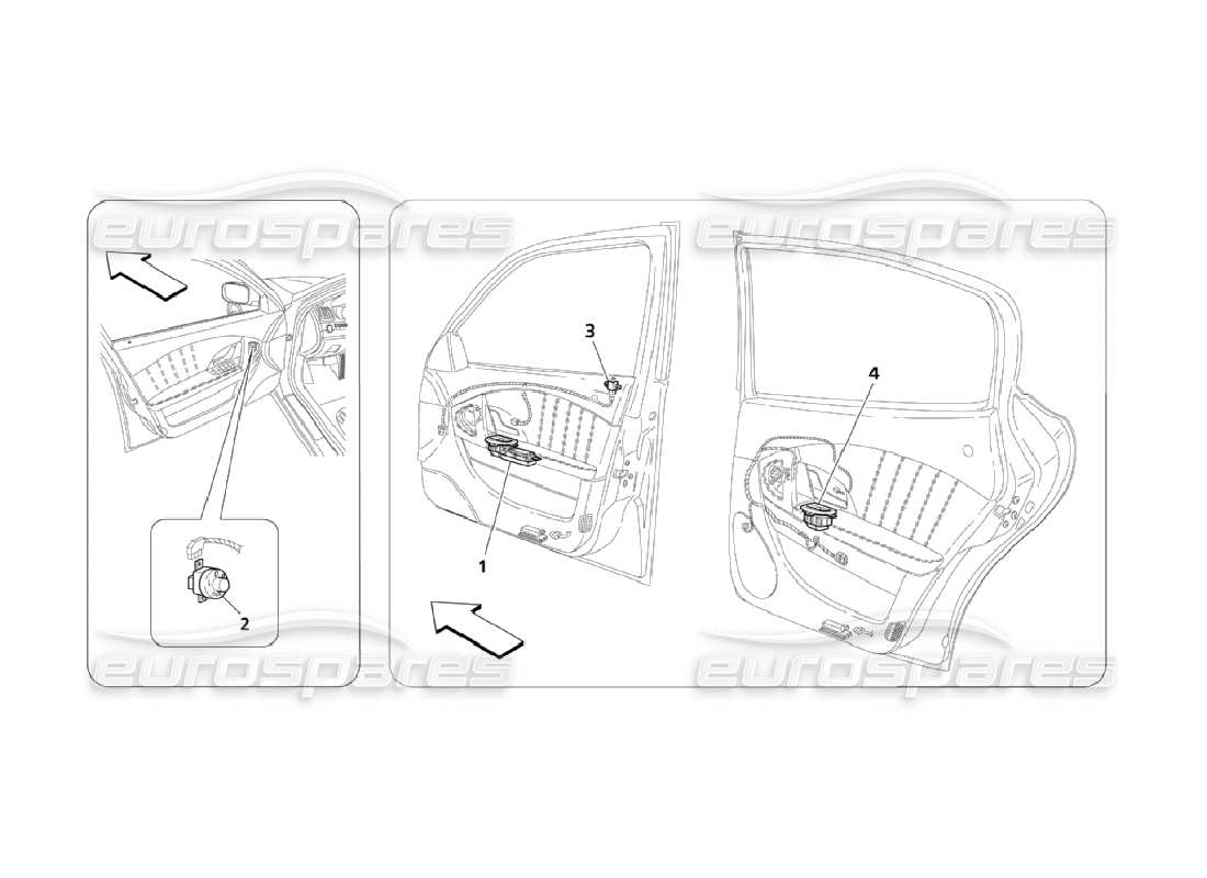 maserati qtp. (2006) 4.2 diagrama de piezas de servicios de puertas