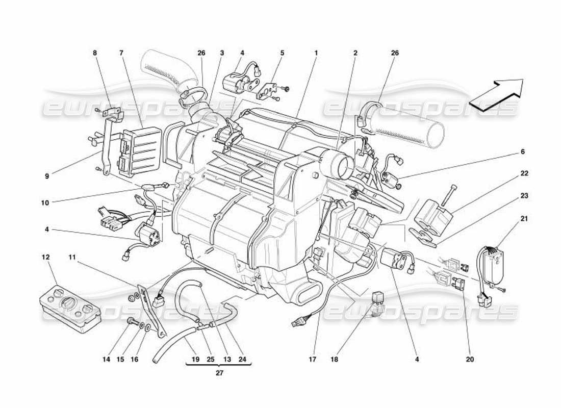 ferrari 550 barchetta unidad evaporadora y controles diagrama de piezas