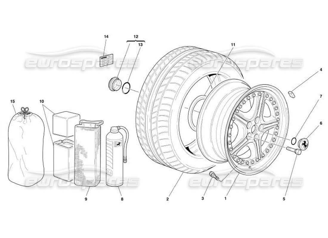 ferrari 550 barchetta diagrama de piezas de ruedas